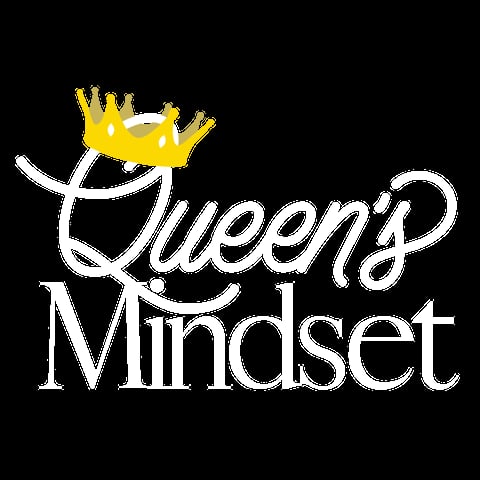 Queens Mindset logo featuring a yellow crown above stylized white text on black background